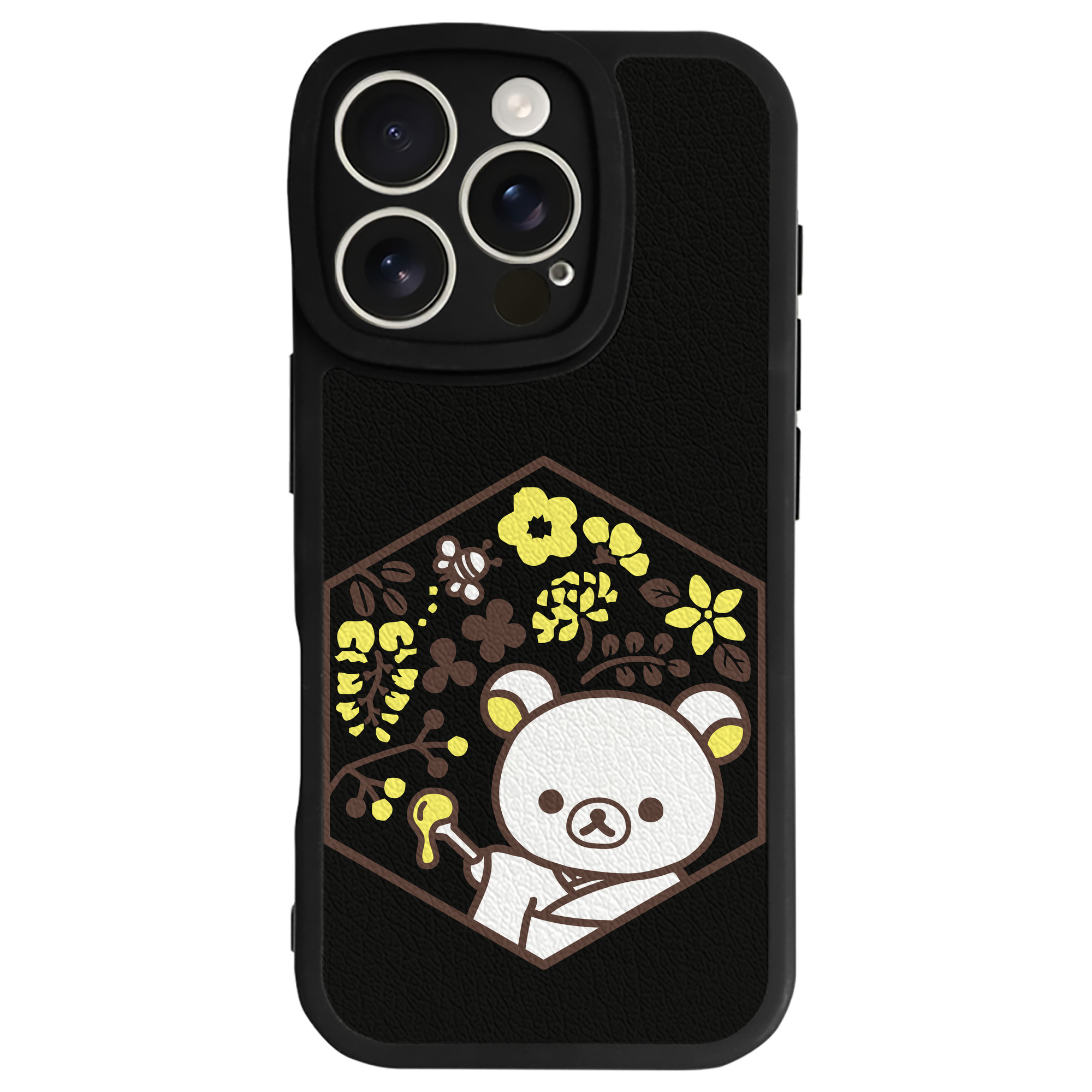 （画像用） リラックマ リラックマ キイロイトリ Rilakkuma Korilakkuma Kiiroitori 【iPhone 16シリーズ対応】シリコンスマホケース（レザー調） 材質：シリコン